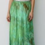 Robin Kaplan Midi Skirt Size 2 Green Silk Hand Dyed Boho Ethereal Forest Fairy Photo 0