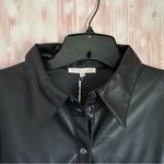 Gold Hawk Black Faux Leather Snap Front Shirt Size M Photo 4