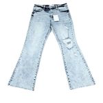 Vervet Bella High Rise Cropped Flare Light Wash Blue Distressed Crop Size 29 Photo 1