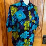 Vintage 90s bright floral top Blue Size L Photo 4