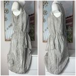 Vince Camuto  Grey Geometric Print Sleeveless Peplum Midi Dress Size 12 Large Photo 2