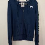 PINK - Victoria's Secret Y2K Victoria's Secret PINK Blue Zip-Up Hoodie with green lettering and heart Photo 2