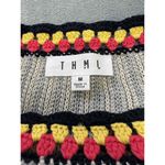 T H M L ‎ Gray Beige Asymmetric Hem Crocheted Knit Pullover Sweater M Photo 1