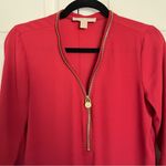 Michael Kors Gold Zipper Red Blouse Size S Photo 1