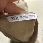 ZARA  Jumpsuit Size Medium Poly Linen Blend Tan One Piece Belted Deep V Neck Photo 8