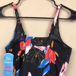 NWT Swim Solutions Women’s Floral Babydoll Thigh Minimizer One Piece Swimsuit Black Size 8 Photo 6