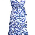 Lulu’s new with tags cute frilly blue zebra print wrap around dress! White Size M Photo 0