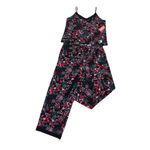 State of Day Floral Pajama Set L Black Lace Cami Top Pants NWT Size L Photo 2