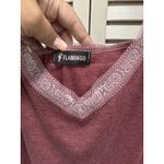 Flamingo‎ Dusty Rose V Neck Lace Short Sleeve Blouse Size 2XL Soft Pink Photo 1