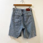 ZARA  Women's The 90s Bermuda High Rise Cut Off Denim Shorts Size 4 Light Blue Photo 6