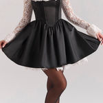 House Of CB  'Cleora' Black Lace Ruffle Mini Dress NWOT Size L‎ A-C Photo 0