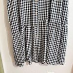 Black White Gingham Plaid Check Midi Button Down Tiered Dress XL Photo 7