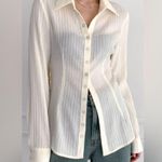 Black up Snap Closure Accent Textured Cream Shirt Approx Small A30 White Photo 0