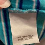 Retro 80s Le Tigre Striped Tshirt Aqua Blue White XL Photo 4