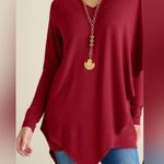 Soft Surroundings  Deep Red Madeline Tunic with Cape Like Overlay On 1 Side Photo 0