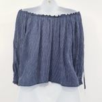 American Eagle AEO  Pinstripes Cold Shoulder Blouse Photo 1