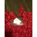 Band of Gypsies  NWT Red Floral Smocked Crop Top Short Sleeve Size M Photo 5