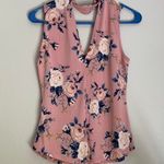 Mine Pink Floral V Neck Choker Tank Size M Photo 2