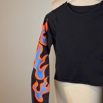 Fenty X savage Black fitted athletic Top with Blue Orange Flame Sleeves sz S/M Photo 2