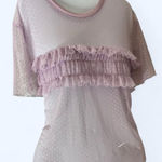 Topshop Lavender mesh ruffle top with polka dots #glam size 4 Top Shop Photo 0