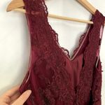 Azazie NWT A10 Gertrude Cabernet formal dress low back bow ruby red flowy skirt Photo 10