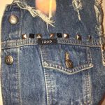 IZOD  Denim vest studded retro Y2K P/L punk preppy 100% cotton distressed… Photo 4