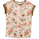 ZARA Floral Bird Top Artsy Boho Cottage Layering Spring Mixed Print Size S Photo 0