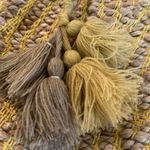 Chloe & Lex Woven Jute Tote Bag Women's 15" Tassels Pockets Snap Closure NWT Yellow Photo 1