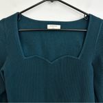 Babaton Aritzia Sculpt Knit Sweetheart Longsleeve Top Size Large Deep Teal Blue Photo 1