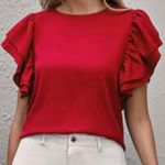 Women S red butterfly short sleeve boatneck blouse New without tags Photo 0