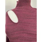 Elan Burgundy Metallic Cut Out Turtleneck Long Sleeve Sweater Knit Pullover Sz S Photo 4