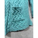 Aran Crafts Womens Sweater M Teal Cable Knit 100% Merino Wool Cardigan‎ Blue Size M Photo 3