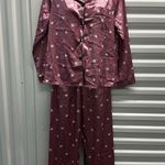 Silky pink pajama set with heart pattern. New Size M Size M Photo 0