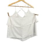 Naked Zebra  Blouse White Ruffle Layered Cross Straps Sleeveless Medium New Photo 2