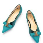 C.Paravano Peacock Sue Pointed Toe Flats Blue Size 11.5 Photo 3