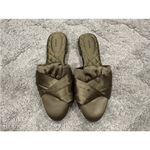 Birdies  The Songbird Mules Khaki Green Satin Quilted Sz. 8 Photo 2