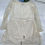 Chaser  Embroidered Lace Mini Dress Bohemian Drawstring Waist Cream M‎ Photo 0