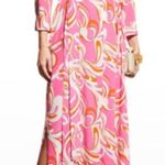 L'Agence L’agence Cameron silk Maxi dress Orange Rose psychedelic print Photo 0