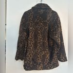 Free People Leopard Print Faux Fur Leather Trim Oversized Jacket Size XS Photo 4