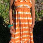 Sears Orange And White Striped Maxi Summer Dress Size XS Photo 0