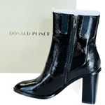 Donald Pliner NEW Leather BOOTIE ANKLE BOOT 9.5 Womens Black Crinkle Patent Shoe Photo 9