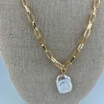 Nordstrom NWT Gold Chain Necklace with Pearl Pendant Photo 2