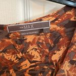 To The Max  brown abstract print belted scoop neck midi dress with pockets. Sz L Photo 1