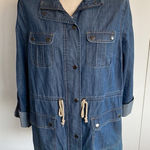 Liz Claiborne  Blue Jean Jacket Shirt Dress with Drawstring Photo 0