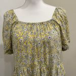 J.Crew  Factory Yellow Floral Puff Sleeve Tiered Midi Dress Preppy French Country Photo 4