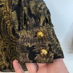 Milly New York Black Gold Metallic Silk Long Sleeve Dress with Tie Back Size 6 Photo 3