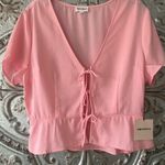 superdown  Ciara light pink tie front top size L large spring blouse shirt NWT Photo 5