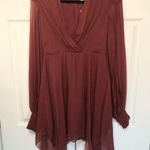 ASOS Burgundy  Pleated Skater Balloon Sleeve Mini Dress Size US 6 Photo 1