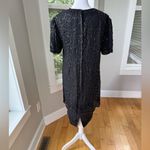 Vintage Papell Boutique Black Beaded Silk Short Sleeve Sheath Dress Size 8 Photo 3