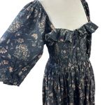 Free People  Witchy Oasis Printed Midi Dress Black Floral Small Bohemian Prairie Photo 14